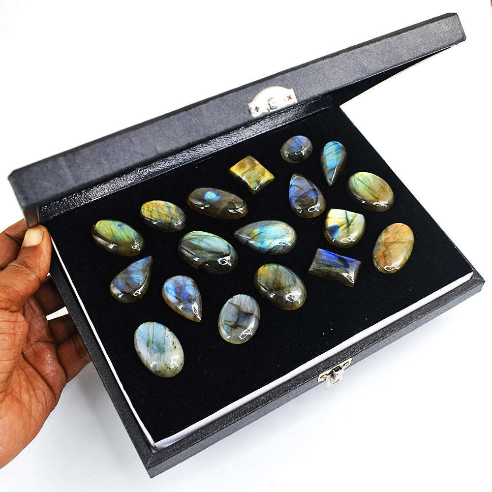 gemsmore:Natural Amazing Flash Labradorite Cabochon Lot gemsmore:Natural Amazing Flash Labradorite Cabochon Lot