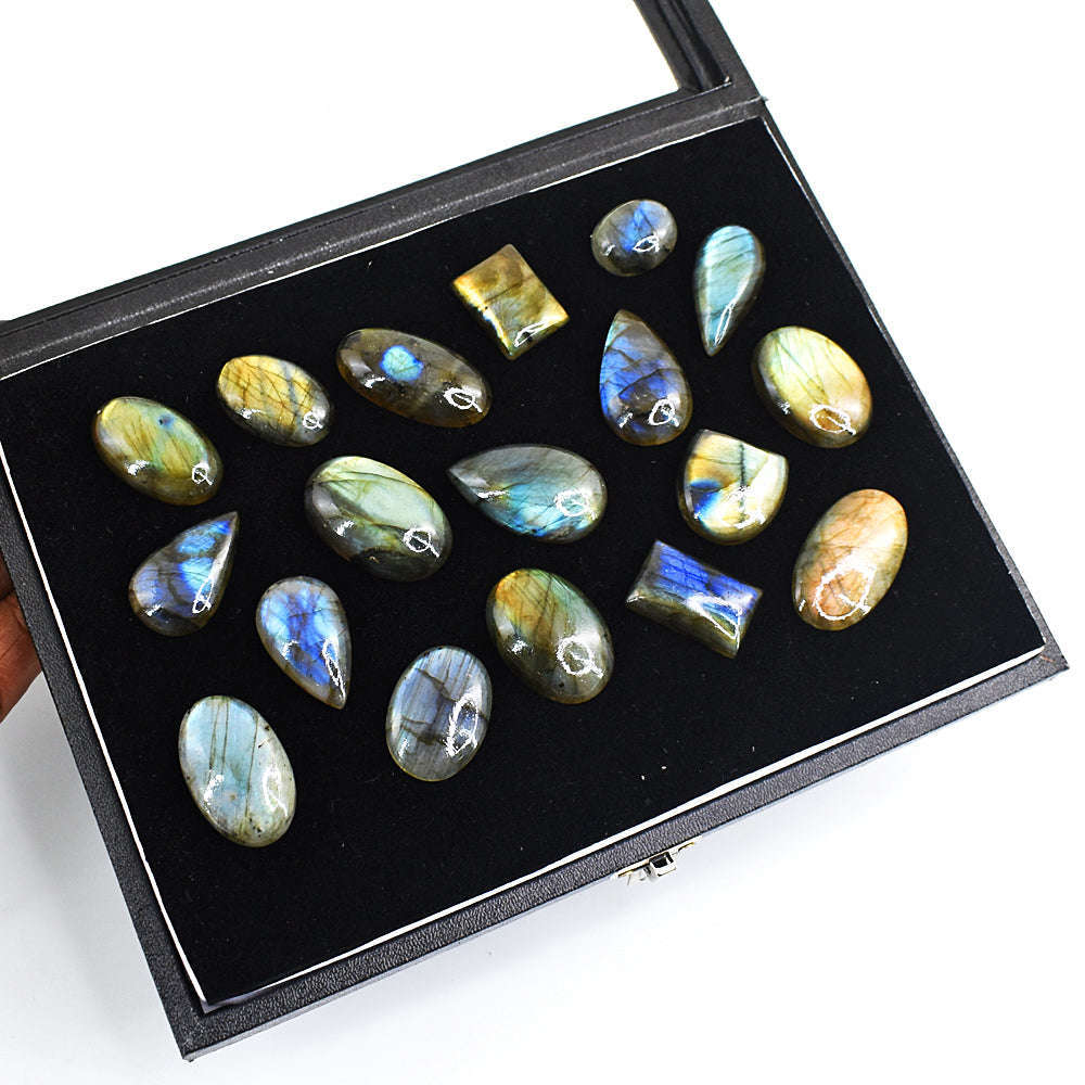 gemsmore:Natural Amazing Flash Labradorite Cabochon Lot gemsmore:Natural Amazing Flash Labradorite Cabochon Lot