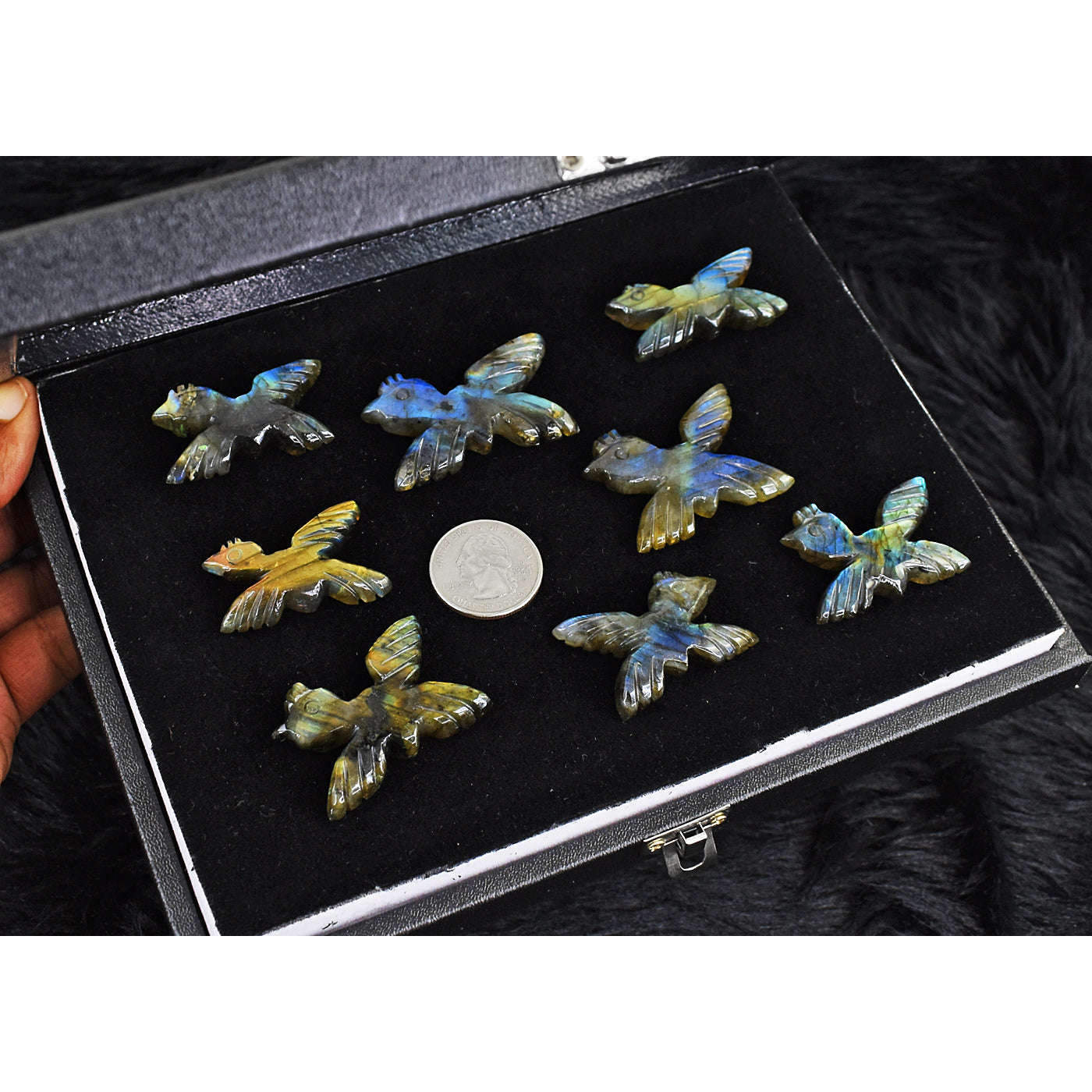 gemsmore:Natural Amazing Flash Labradorite Untreated Carved Bird Gemstone Cabochon Lot gemsmore:Natural Amazing Flash Labradorite Untreated Carved Bird Gemstone Cabochon Lot