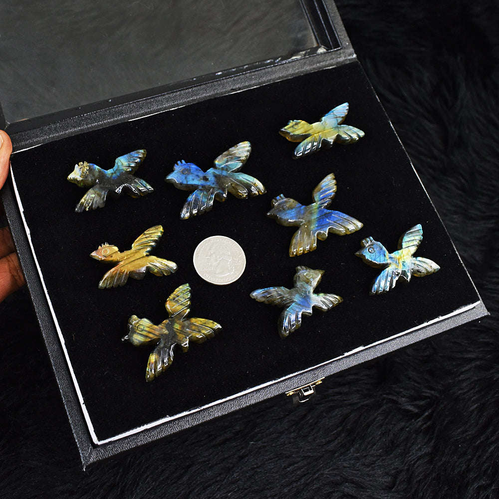 gemsmore:Natural Amazing Flash Labradorite Untreated Carved Bird Gemstone Cabochon Lot gemsmore:Natural Amazing Flash Labradorite Untreated Carved Bird Gemstone Cabochon Lot