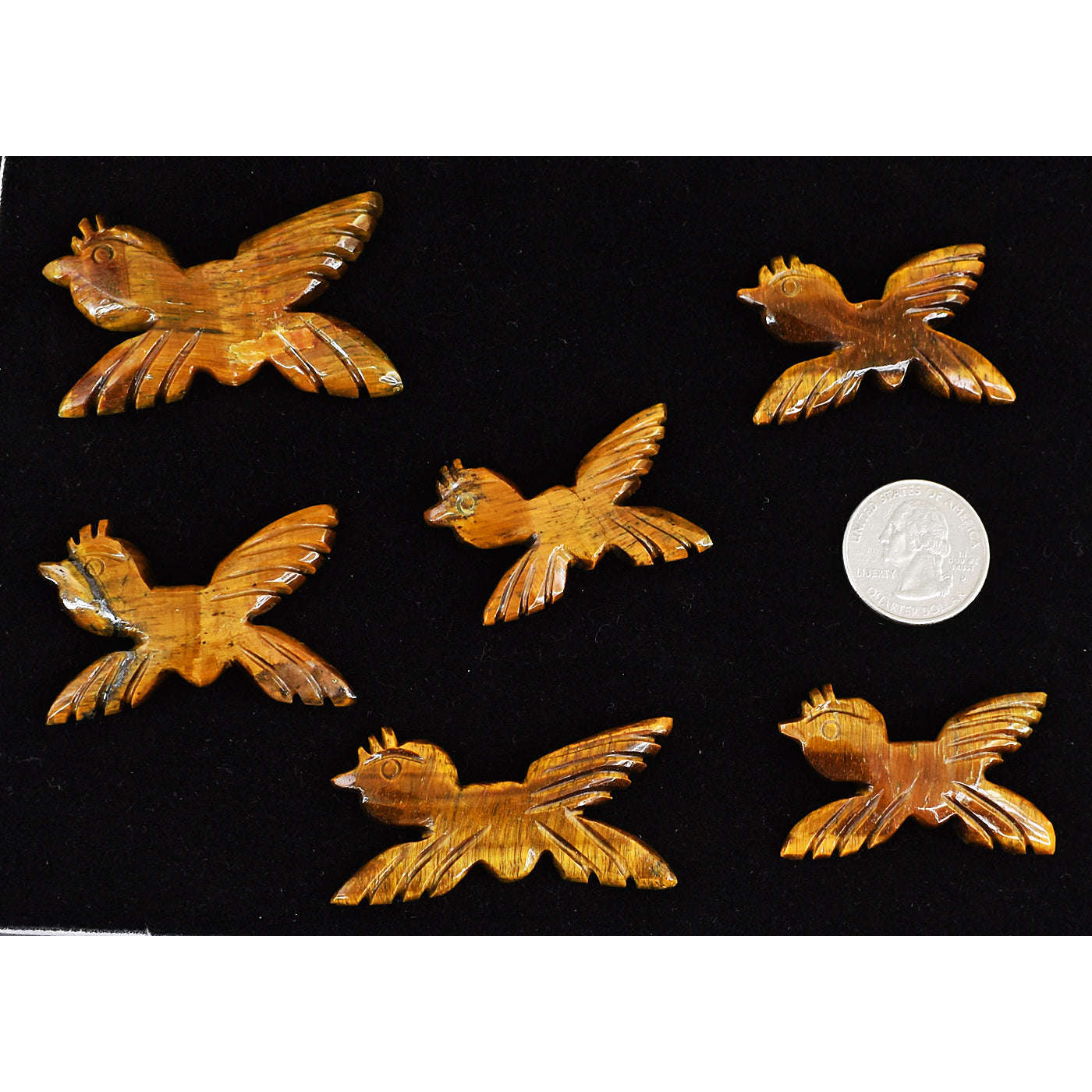 gemsmore:Natural Amazing Golden Tiger Eye Untreated Carved Bird Gemstone Cabochon Lot gemsmore:Natural Amazing Golden Tiger Eye Untreated Carved Bird Gemstone Cabochon Lot