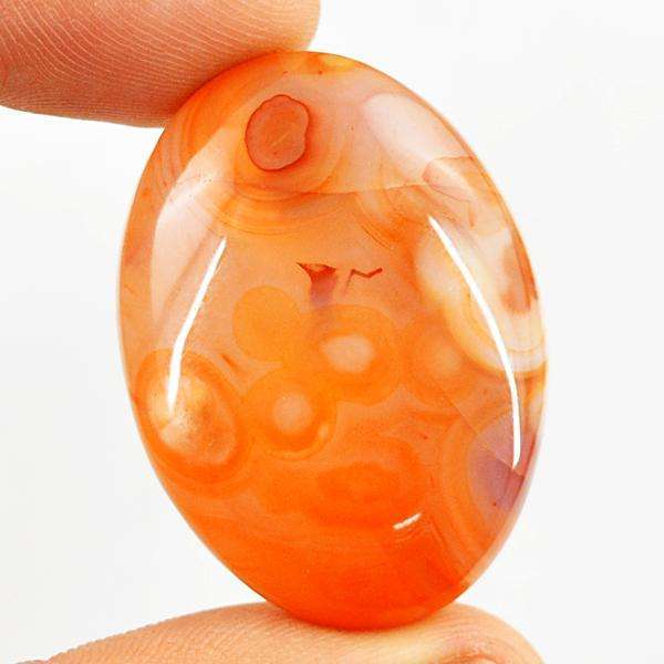 gemsmore:Natural Amazing Orange Onyx Oval Shape Untreated Loose Gemstone
