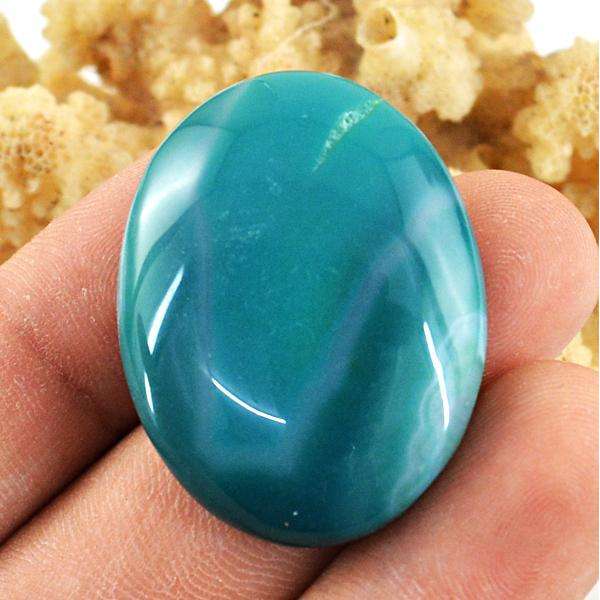 gemsmore:Natural Amazing Oval Shape Blue Onyx Loose Gemstone