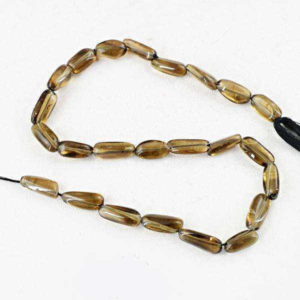 gemsmore:Natural Amazing Smoky Quartz Oval Shape Drilled Beads Strand