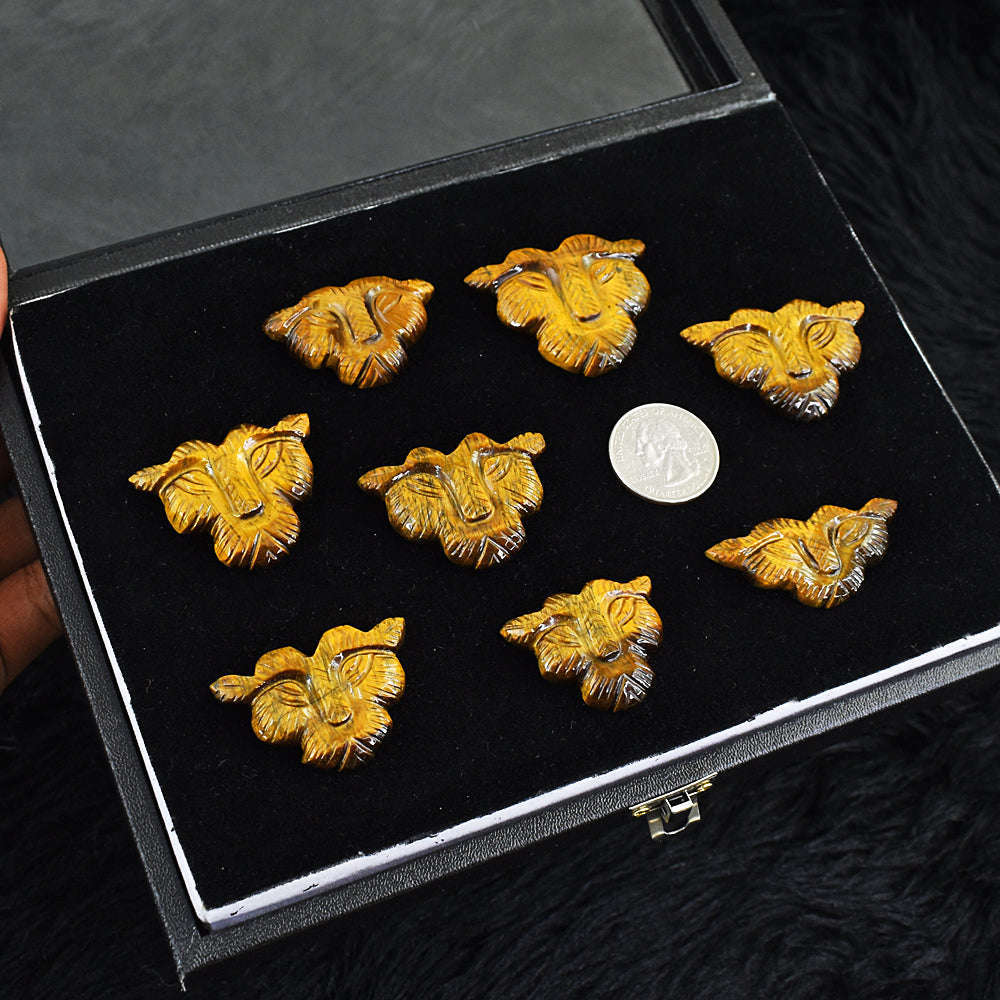 gemsmore:Natural Amazing Tiger Eye Untreated Lion Face Cabochon Lot gemsmore:Natural Amazing Tiger Eye Untreated Lion Face Cabochon Lot