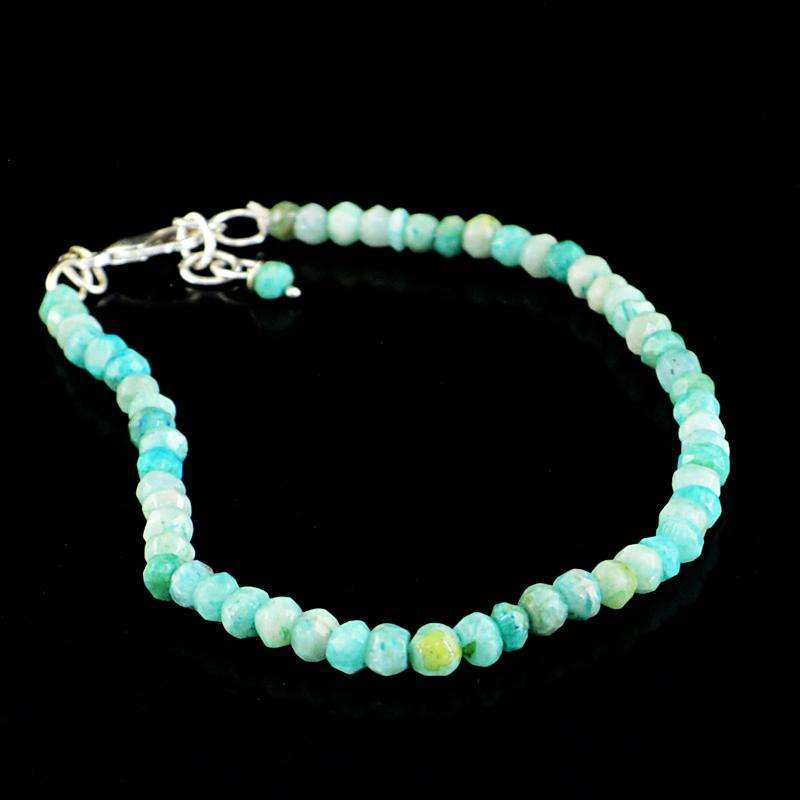 gemsmore:Natural Amazonite Bracelet Round Shape Faceted Beads gemsmore:Natural Amazonite Bracelet Round Shape Faceted Beads