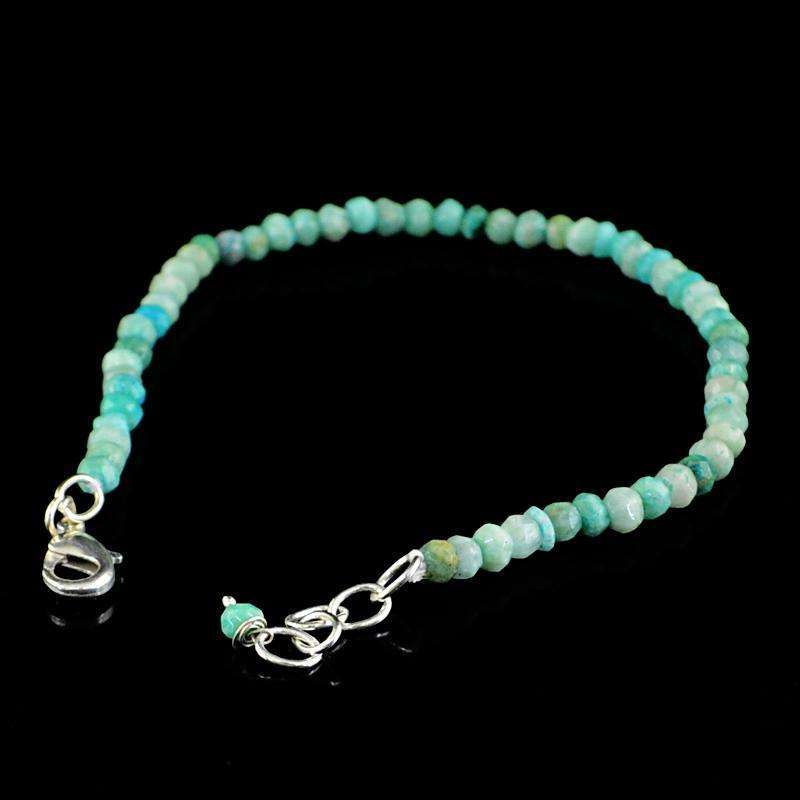 gemsmore:Natural Amazonite Bracelet Round Shape Faceted Beads gemsmore:Natural Amazonite Bracelet Round Shape Faceted Beads