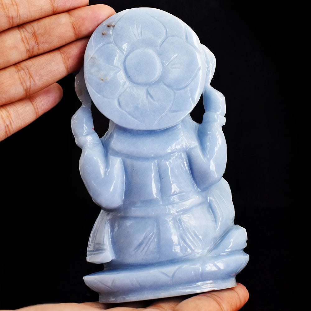 gemsmore:Natural  Angelite Hand Carved Genuine Crystal Gemstone Carving Lord Ganesha gemsmore:Natural  Angelite Hand Carved Genuine Crystal Gemstone Carving Lord Ganesha