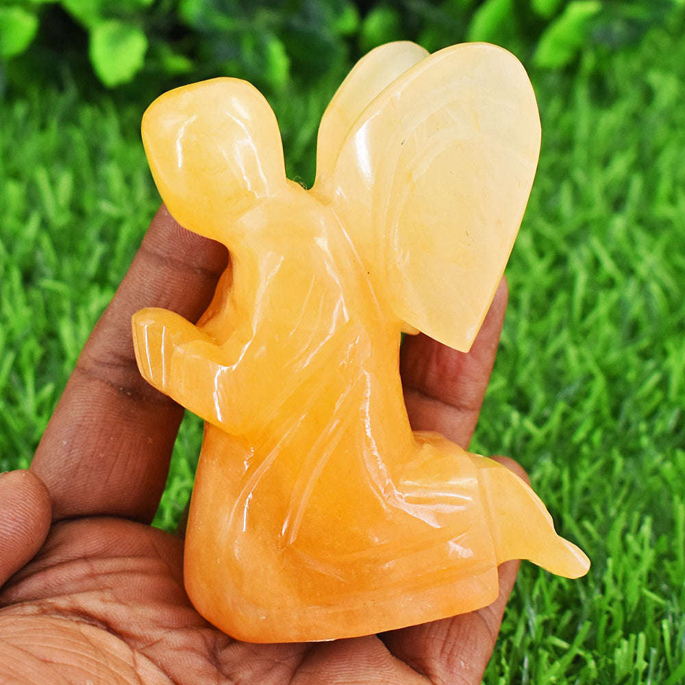 gemsmore:Natural Aventurine Hand Carved Genuine Crystal Gemstone Carving Praying Angel gemsmore:Natural Aventurine Hand Carved Genuine Crystal Gemstone Carving Praying Angel