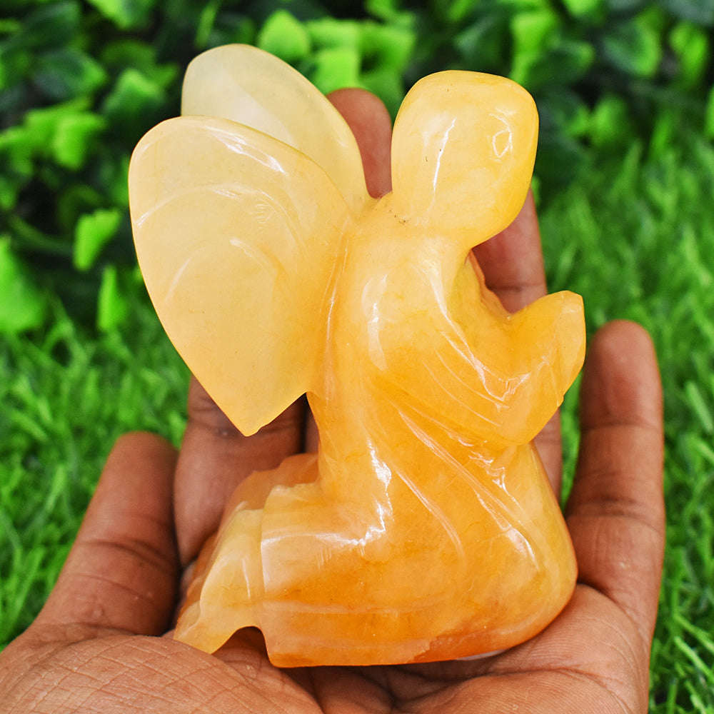 gemsmore:Natural Aventurine Hand Carved Genuine Crystal Gemstone Carving Praying Angel gemsmore:Natural Aventurine Hand Carved Genuine Crystal Gemstone Carving Praying Angel