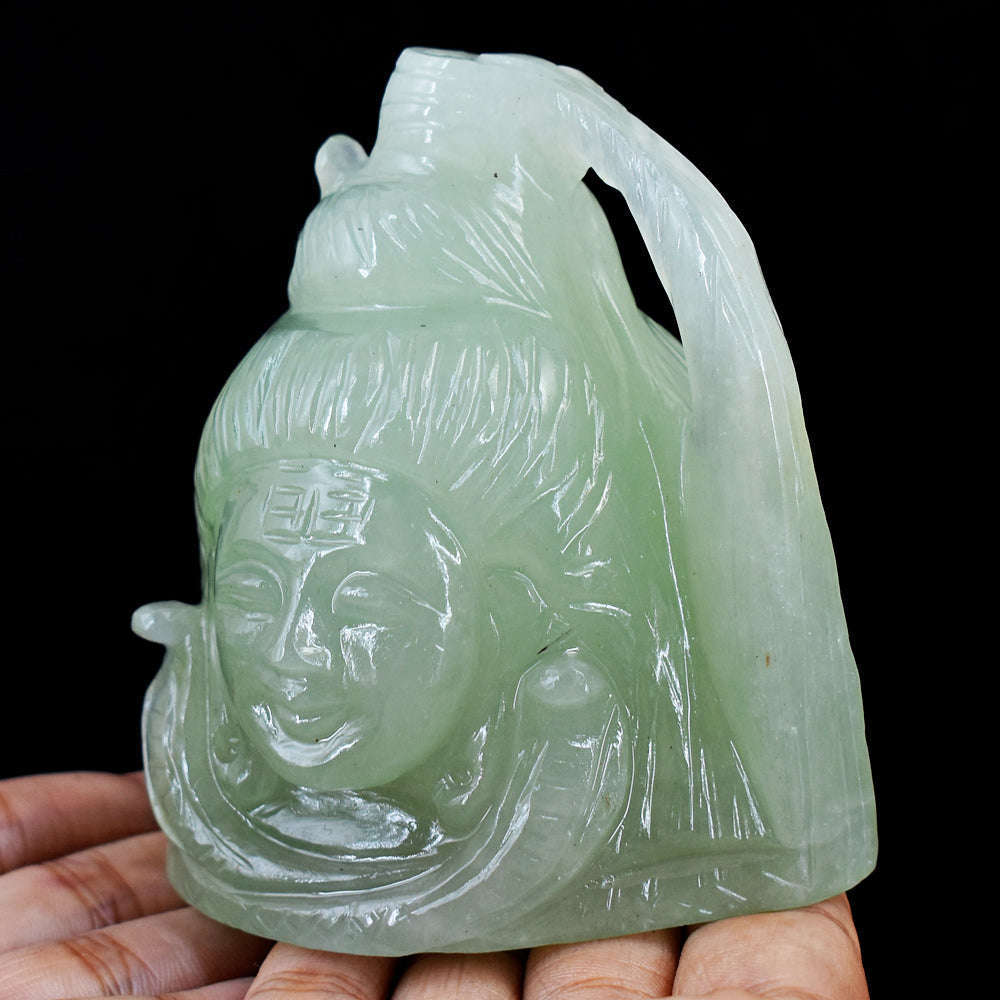 gemsmore:Natural  Aventurine Hand Carved  Lord Shiva Head Gemstone gemsmore:Natural  Aventurine Hand Carved  Lord Shiva Head Gemstone