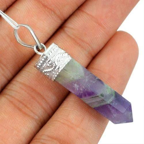 gemsmore:Natural Bi Color Amethyst Healing Point Pendant gemsmore:Natural Bi Color Amethyst Healing Point Pendant