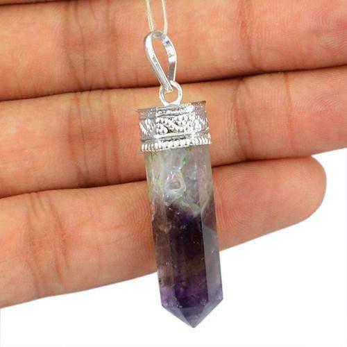 gemsmore:Natural Bi Color Amethyst Healing Point Pendant gemsmore:Natural Bi Color Amethyst Healing Point Pendant