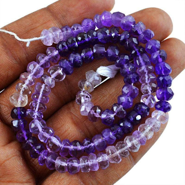 gemsmore:Natural Bi-Color Amethyst Round Shape Beads Strand