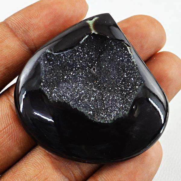 gemsmore:Natural Black Druzy Onyx Gemstone - Untreated Loose gemsmore:Natural Black Druzy Onyx Gemstone - Untreated Loose