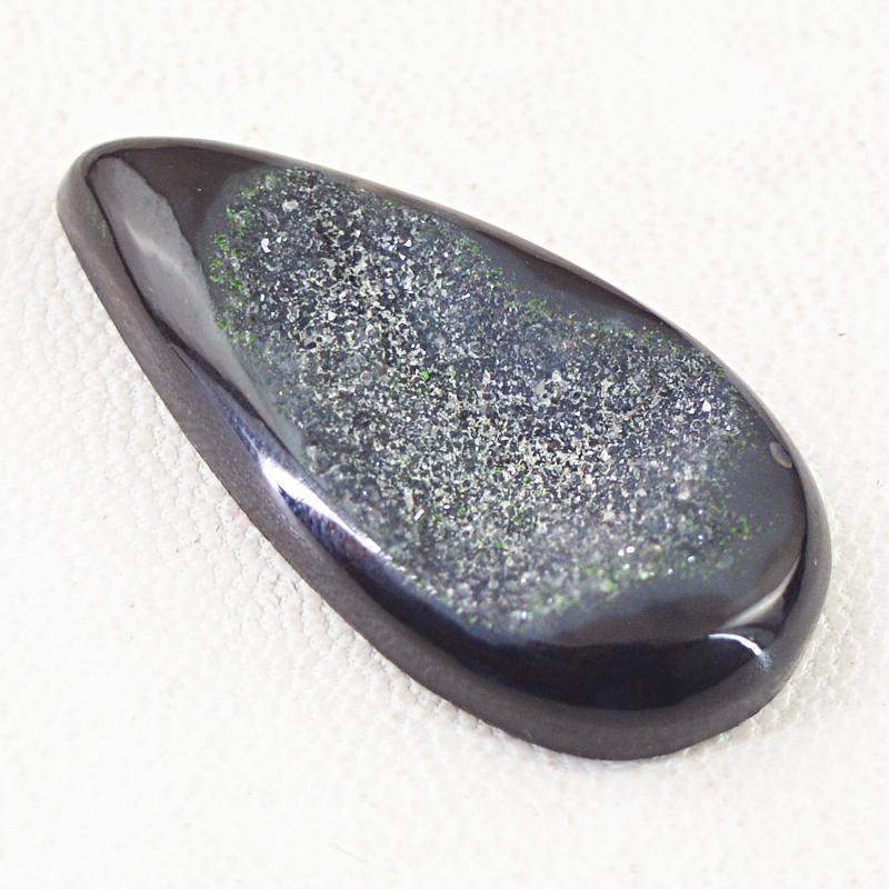 gemsmore:Natural Black Druzy Onyx Pear Shape Gemstone gemsmore:Natural Black Druzy Onyx Pear Shape Gemstone