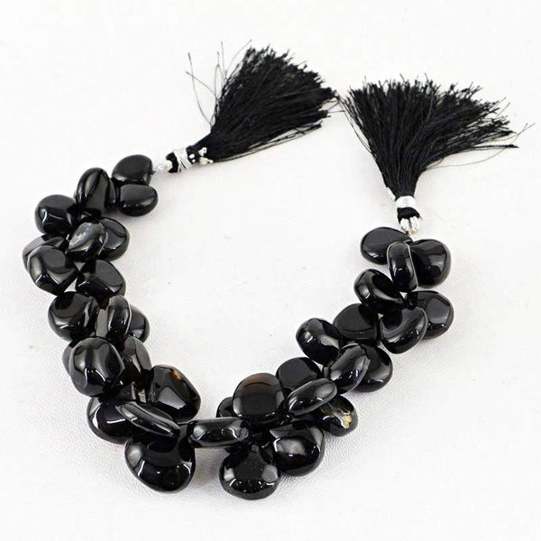 gemsmore:Natural Black Onyx Drilled Beads Strand