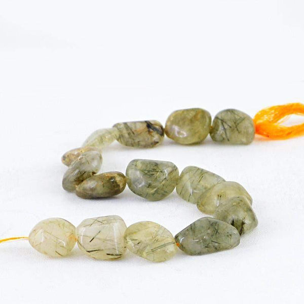 gemsmore:Natural Black Rutile Quartz Beads Strand