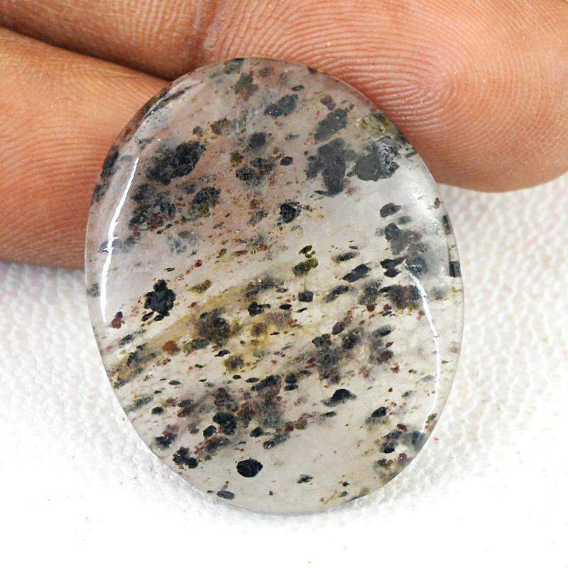 gemsmore:Natural Black Rutile Quartz Oval Shape Gemstone gemsmore:Natural Black Rutile Quartz Oval Shape Gemstone