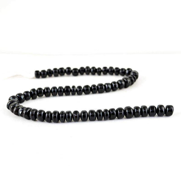 gemsmore:Natural Black Spinel Beads Strand - Round Shape Drilled