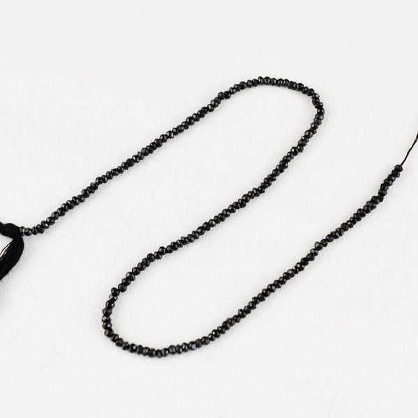gemsmore:Natural Black Spinel Drilled Beads Strand - Faceted Round Shape