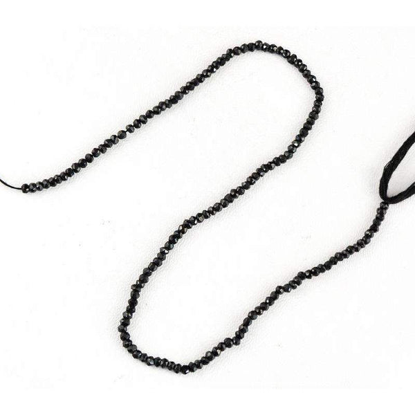 gemsmore:Natural Black Spinel Drilled Beads Strand Faceted Round Shape