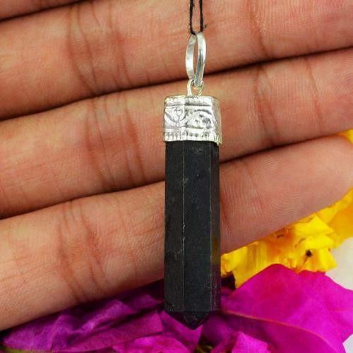 gemsmore:Natural Black Spinel Healing Point Pendant gemsmore:Natural Black Spinel Healing Point Pendant