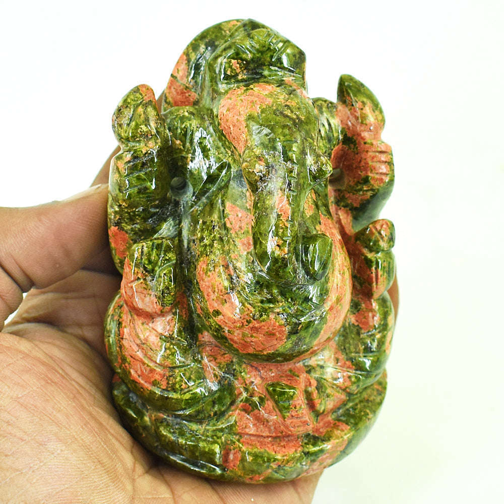 gemsmore:Natural Blood Green Unakite Hand Carved Genuine Crystal Gemstone Carving Lord Ganesha gemsmore:Natural Blood Green Unakite Hand Carved Genuine Crystal Gemstone Carving Lord Ganesha