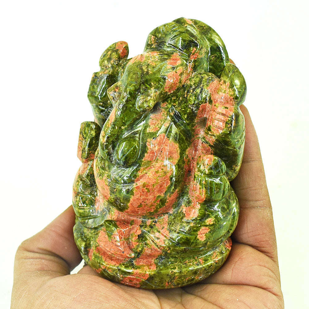 gemsmore:Natural Blood Green Unakite Hand Carved Genuine Crystal Gemstone Carving Lord Ganesha gemsmore:Natural Blood Green Unakite Hand Carved Genuine Crystal Gemstone Carving Lord Ganesha