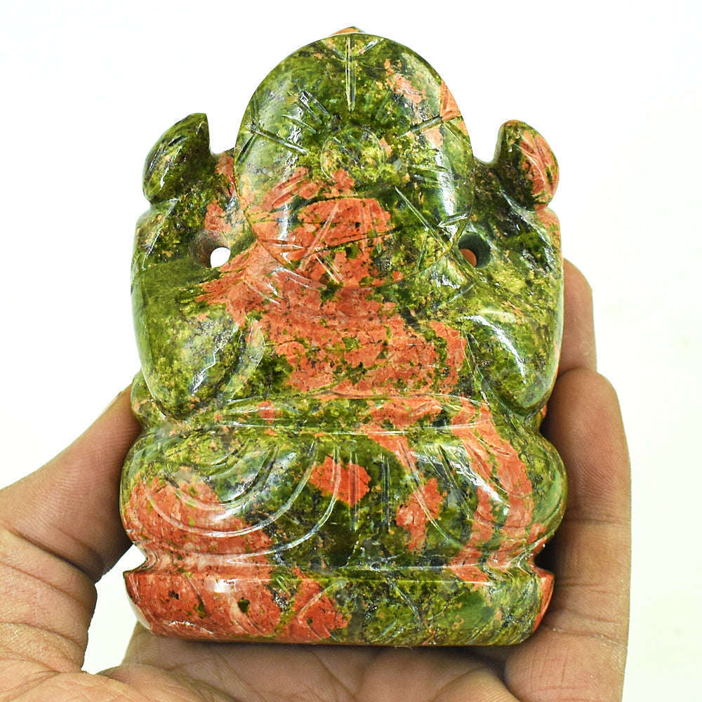 gemsmore:Natural Blood Green Unakite Hand Carved Genuine Crystal Gemstone Carving Lord Ganesha gemsmore:Natural Blood Green Unakite Hand Carved Genuine Crystal Gemstone Carving Lord Ganesha