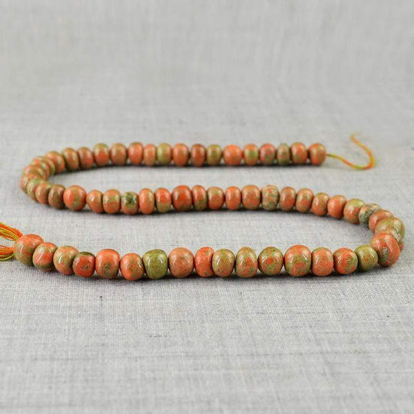 gemsmore:Natural Blood Green Unakite Round Beads Strand