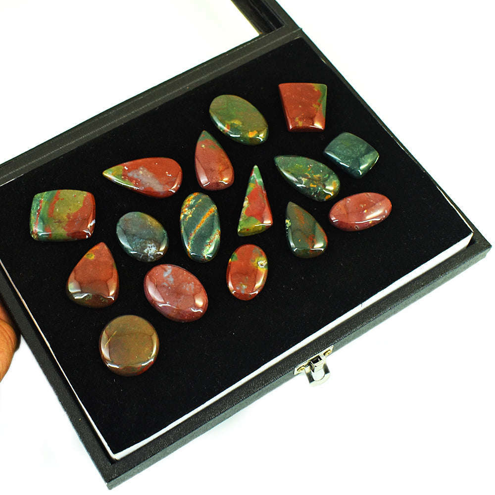 gemsmore:Natural Bloodstone  Untreated Gemstone Cabochon Lot gemsmore:Natural Bloodstone  Untreated Gemstone Cabochon Lot