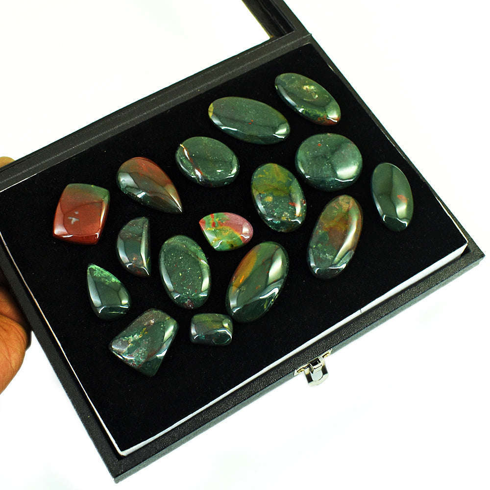 gemsmore:Natural Bloodstone  Untreated Gemstone Cabochon Lot gemsmore:Natural Bloodstone  Untreated Gemstone Cabochon Lot