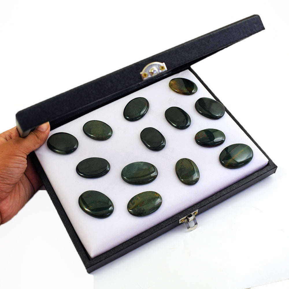 gemsmore:Natural Bloodstone Untreated Gemstone Cabochon Lot gemsmore:Natural Bloodstone Untreated Gemstone Cabochon Lot