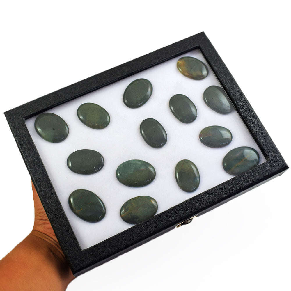 gemsmore:Natural Bloodstone Untreated Gemstone Cabochon Lot gemsmore:Natural Bloodstone Untreated Gemstone Cabochon Lot