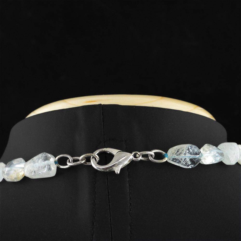 gemsmore:Natural Blue Aquamarine Beads Necklace gemsmore:Natural Blue Aquamarine Beads Necklace