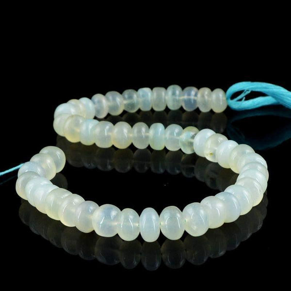 gemsmore:Natural Blue Chalcedony Round Shape Drilled Beads Strand