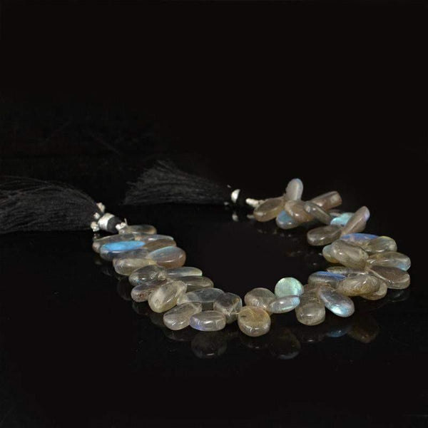 gemsmore:Natural Blue Color Flash Labradorite Pear Beads Strand