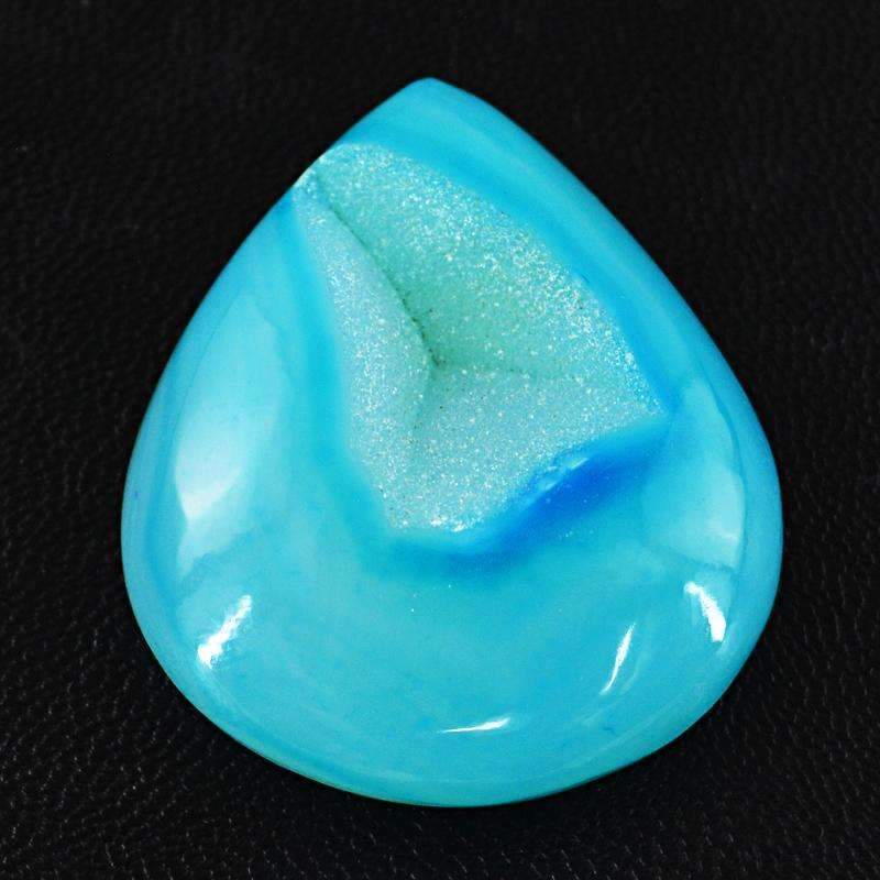 gemsmore:Natural Blue Druzy Onyx Gemstone Genuine Pear Shape gemsmore:Natural Blue Druzy Onyx Gemstone Genuine Pear Shape