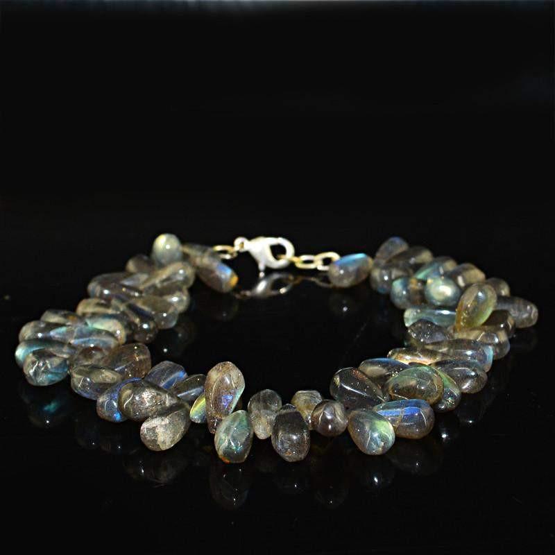 gemsmore:Natural Blue Flash Labradorite Bracelet Pear Shape Beads gemsmore:Natural Blue Flash Labradorite Bracelet Pear Shape Beads