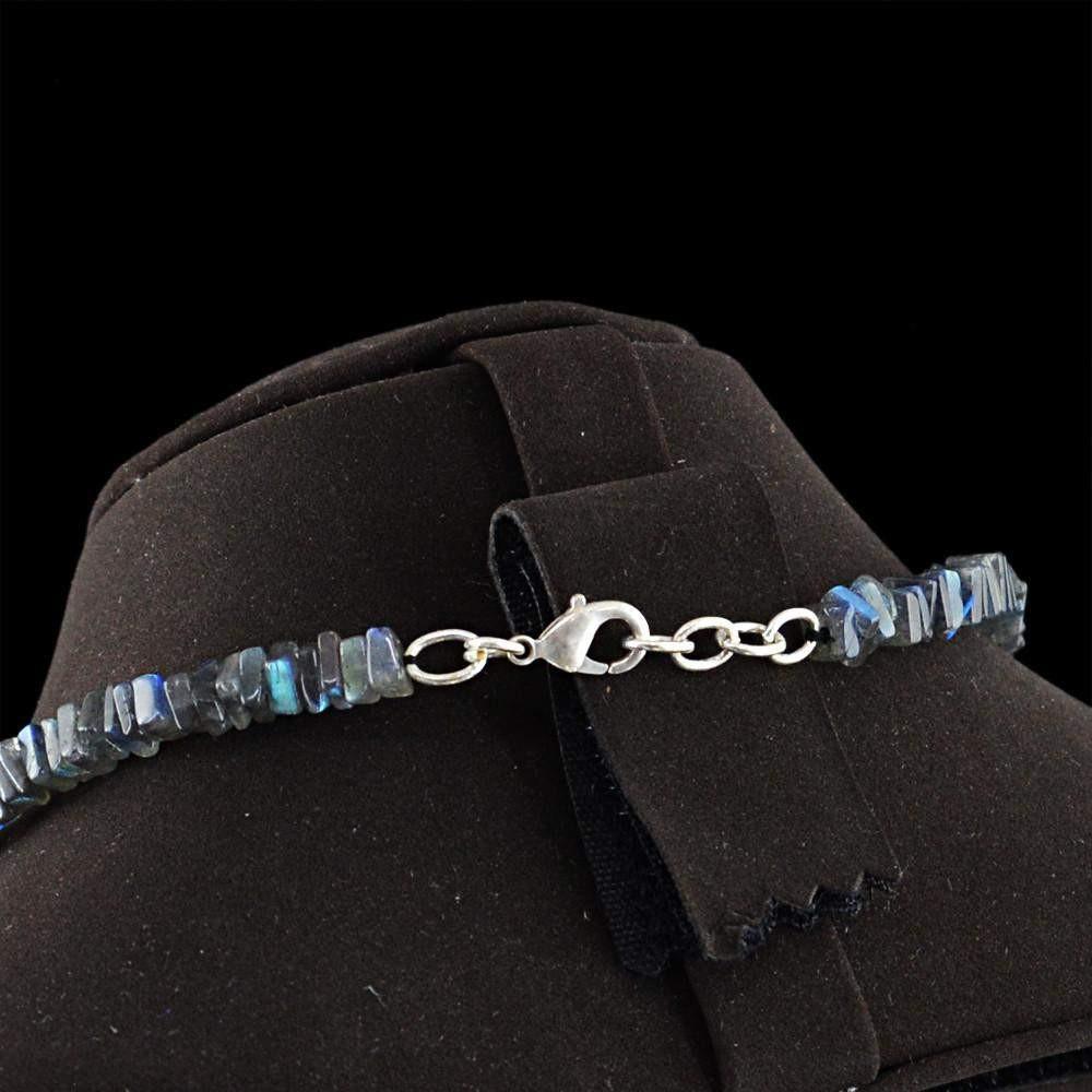 gemsmore:Natural Blue Flash Labradorite Necklace Untreated Beads gemsmore:Natural Blue Flash Labradorite Necklace Untreated Beads