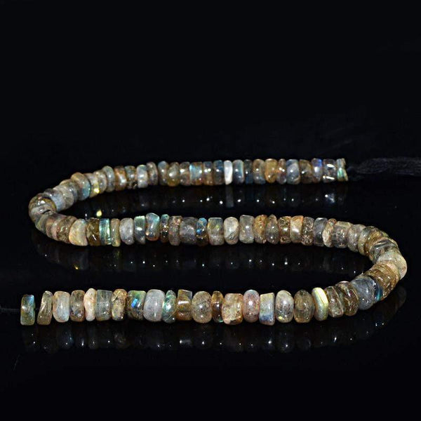 gemsmore:Natural Blue Flash Labradorite Round Beads Strand