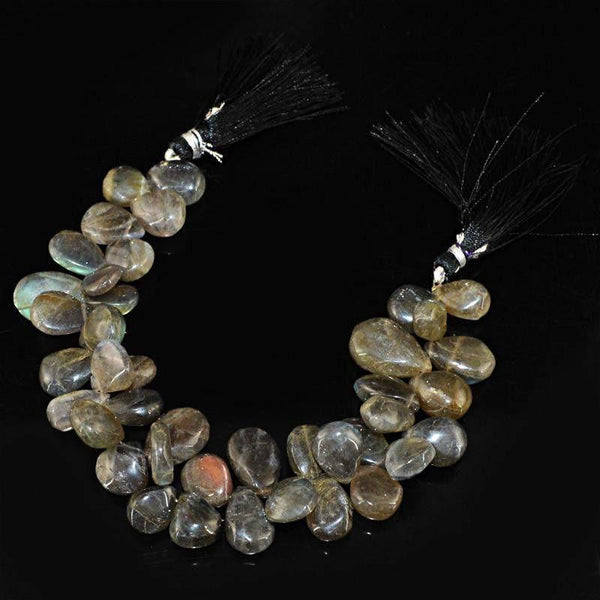gemsmore:Natural Blue Flash Labradorite Untreated Beads Strand
