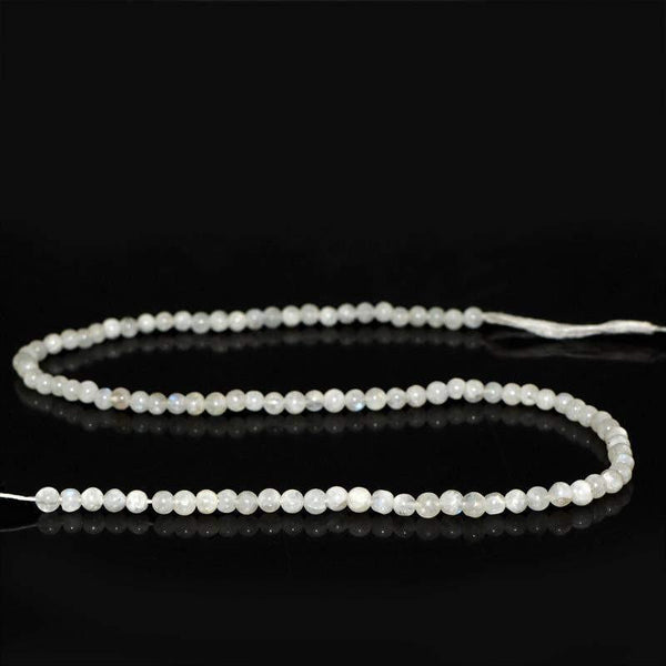 gemsmore:Natural Blue Flash Moonstone Drilled Round Beads Strand