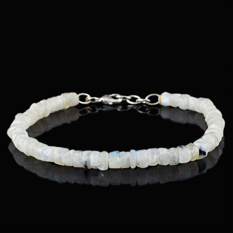 gemsmore:Natural Blue Flash Moonstone Round Shape Beads Bracelet gemsmore:Natural Blue Flash Moonstone Round Shape Beads Bracelet