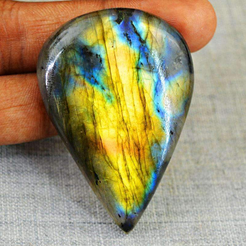 gemsmore:Natural Blue & Golden Flash Labradorite Gemstone - Pear Shape gemsmore:Natural Blue & Golden Flash Labradorite Gemstone - Pear Shape