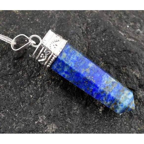 gemsmore:Natural Blue Lapis Lazuli Healing Point Pendant gemsmore:Natural Blue Lapis Lazuli Healing Point Pendant
