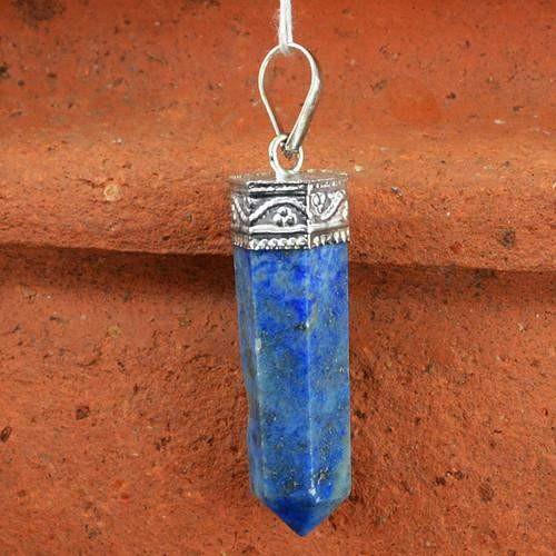 gemsmore:Natural Blue Lapis Lazuli Healing Point Pendant gemsmore:Natural Blue Lapis Lazuli Healing Point Pendant