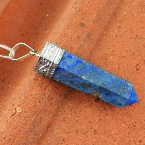 gemsmore:Natural Blue Lapis Lazuli Healing Point Pendant gemsmore:Natural Blue Lapis Lazuli Healing Point Pendant