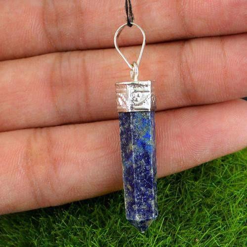 gemsmore:Natural Blue Lapis Lazuli Healing Point Pendant gemsmore:Natural Blue Lapis Lazuli Healing Point Pendant
